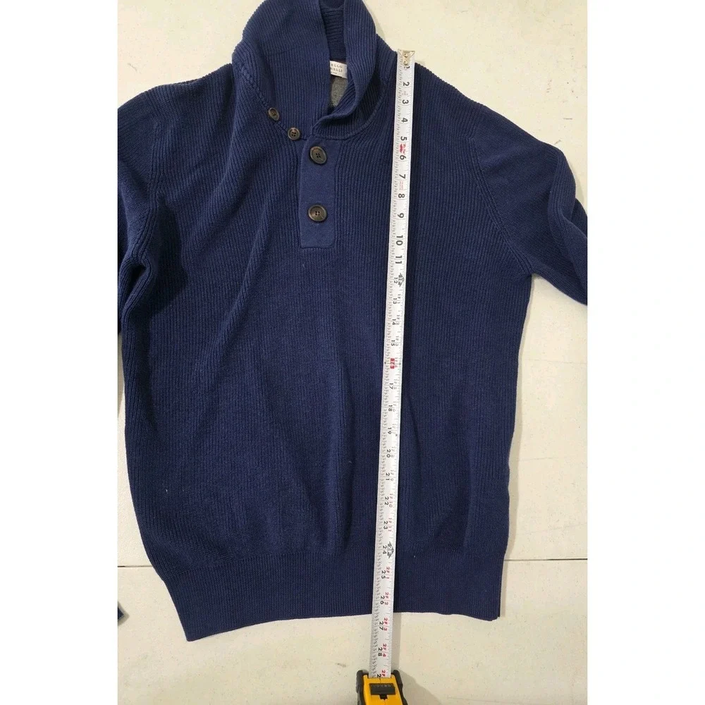 Brunello Cucinelli Ribbed Shawl Collar Knit Sweater Mens 54 US 44 XL Navy Blue